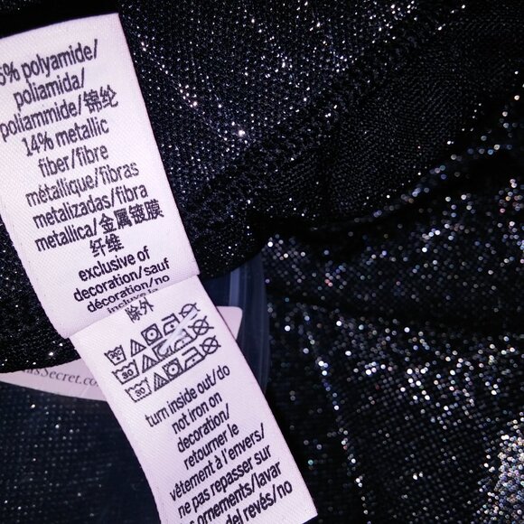 Victoria Secret Sleepwear Set Top & Bottom Black Silver Pajama Long Sleeve Pants - Picture 10 of 10